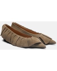 JW Anderson - Ruffled Suede Ballerina Flats - Lyst