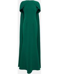 Safiyaa Ginkgo Cape-detail Crepe Gown - Green