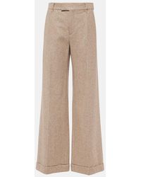 Brunello Cucinelli - Chevron Wool-Blend Flared Pants - Lyst