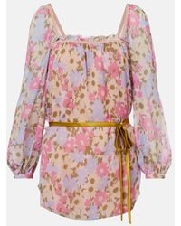 Valentino - Floral Silk Georgette Blouse - Lyst