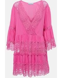 Melissa Odabash - Vanessa Embroidered Cotton Mini Dress - Lyst