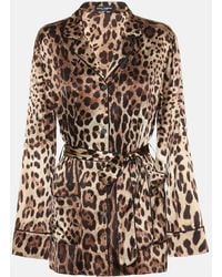 Dolce & Gabbana - Leopard-Print Stretch-Silk Satin Top - Lyst
