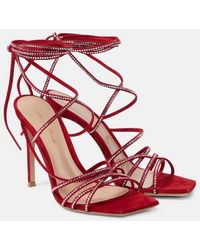 Gianvito Rossi - 105 Crystal-Embellished Suede Sandals - Lyst