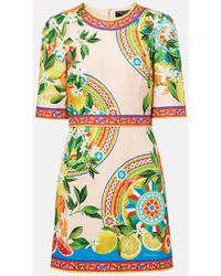 Dolce & Gabbana - Printed Cotton-Blend Minidress - Lyst