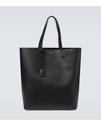 Saint Laurent - Leather Shopping Tote Bag - Lyst
