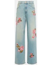 Blumarine - Embroidered High-Rise Straight Jeans - Lyst