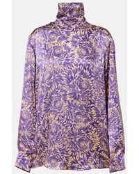 Dries Van Noten - Floral Silk Satin Blouse - Lyst
