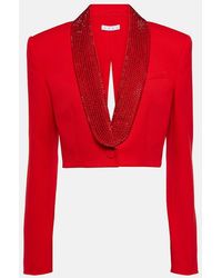 Area - Crystal-embellished Cropped Blazer - Lyst