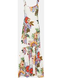 Etro - Robe longue en coton et soie a fleurs - Lyst