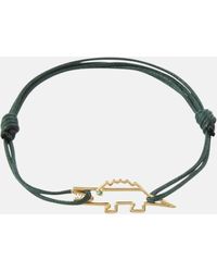 Aliita - Crocodile 9kt Yellow Gold Cord Bracelet With Emerald - Lyst