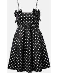 Ganni - Bow-Detail Polka-Dot Satin Minidress - Lyst