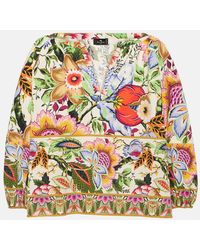 Etro - Floral Cotton Cropped Top - Lyst