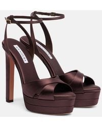 Aquazzura - Satin Divine Plateau Platform Sandals 130 - Lyst