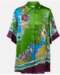 ALÉMAIS - Nanci Printen Silk Satin Shirt - Lyst