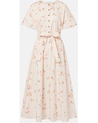 Altuzarra - Paulina Floral Belted Cotton-Blend Midi Dress - Lyst