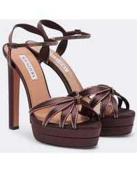 Aquazzura - Soulmate Crystal Satin Platform Sandals - Lyst