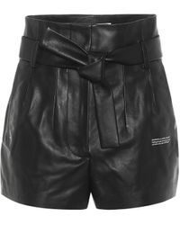 Off-White c/o Virgil Abloh High-rise Leather Paperbag Shorts - Black
