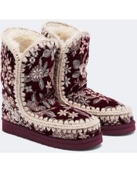 Mou - 24 Shearling-Lined Velvet Ankle Boots - Lyst