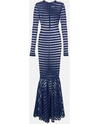 Norma Kamali - Striped Mesh Gown - Lyst