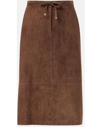 Max Mara - Suede Midi Skirt - Lyst