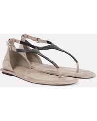 Brunello Cucinelli - Monili Suede Thong Sandals - Lyst