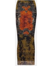 Jean Paul Gaultier - Medaillon Printed Mesh Midi Skirt - Lyst