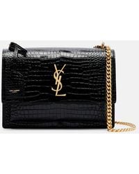Saint Laurent - Medium Sunset Croc-embossed Leather Shoulder Bag - Lyst