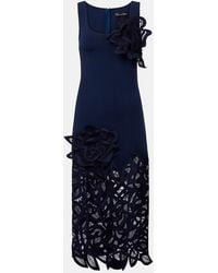 Oscar de la Renta - Floral-Applique Lace Midi Dress - Lyst