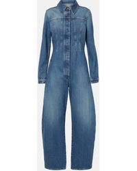 Alaïa - Round Denim Jumpsuit - Lyst