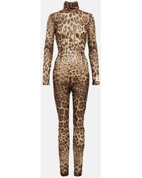 Dolce & Gabbana - X Kim - Jumpsuit in misto seta con stampa leopardata - Lyst