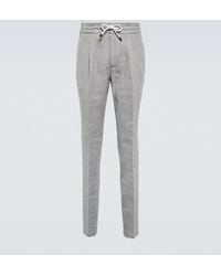 Brunello Cucinelli - Tapered Linen And Wool Pants - Lyst