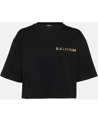 Balmain - Camiseta de jersey de algodon con logo - Lyst