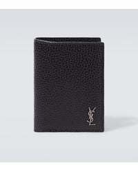 Saint Laurent - Tiny Cassandre Logo-Appliquéd Full-Grain Leather Bifold Wallet - Lyst