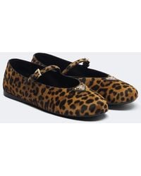 Prada - Leopard-Print Calf Hair Mary Jane Flats - Lyst