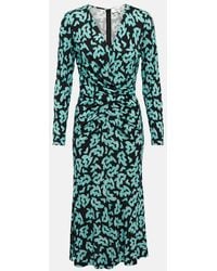 Diane von Furstenberg - Printed Ruched Midi Dress - Lyst