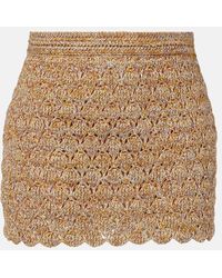 Valentino - Open-Knit Linen-Blend Lame Miniskirt - Lyst