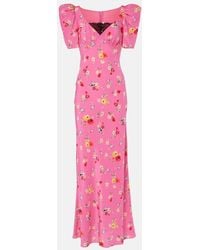 Rodarte - Lace-Trimmed Silk Maxi Dress - Lyst