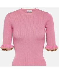 RED Valentino - Top in misto lana a coste - Lyst