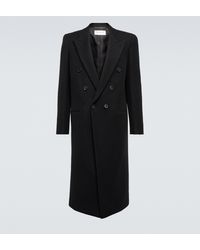 Saint Laurent Doppelreihiger Mantel aus einem Wollgemisch - Schwarz