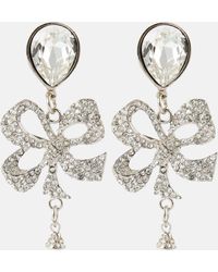 Alessandra Rich - Bow-detail Embellished Drop Earrings - Lyst