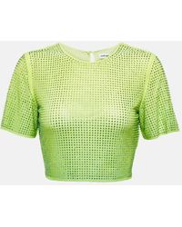 Self-Portrait - Crystal-Embellished Crop Top - Lyst