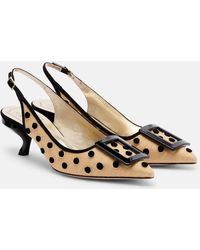 Roger Vivier - Virgule Polka-Dot Canvas Slingback Pumps - Lyst