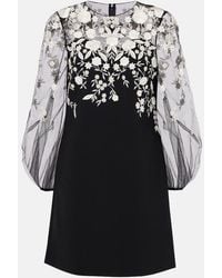Carolina Herrera - Embroidered Puff-Sleeve Minidress - Lyst