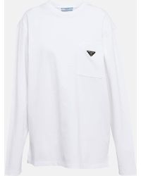 Prada - Camiseta en jersey de algodon con logo - Lyst