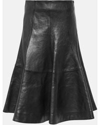 KHAITE - The Lennox Leather Midi Skirt - Lyst