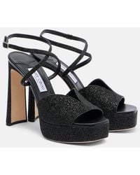 Jimmy Choo - Karli 125 Glitter Platform Sandals - Lyst