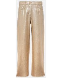 Max Mara - High-Rise Cropped Linen Wide-Leg Pants - Lyst