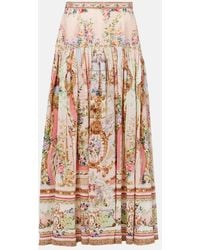 CAMILLA - Gathered Linen And Silk Maxi Skirt - Lyst