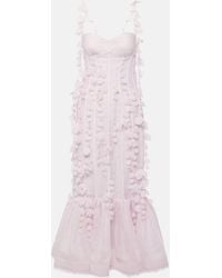 Zimmermann - Floral-applique Linen And Silk Bustier Gown - Lyst