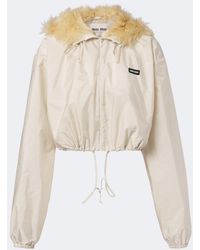 Miu Miu - Cropped Shearling-Trimmed Jacket - Lyst